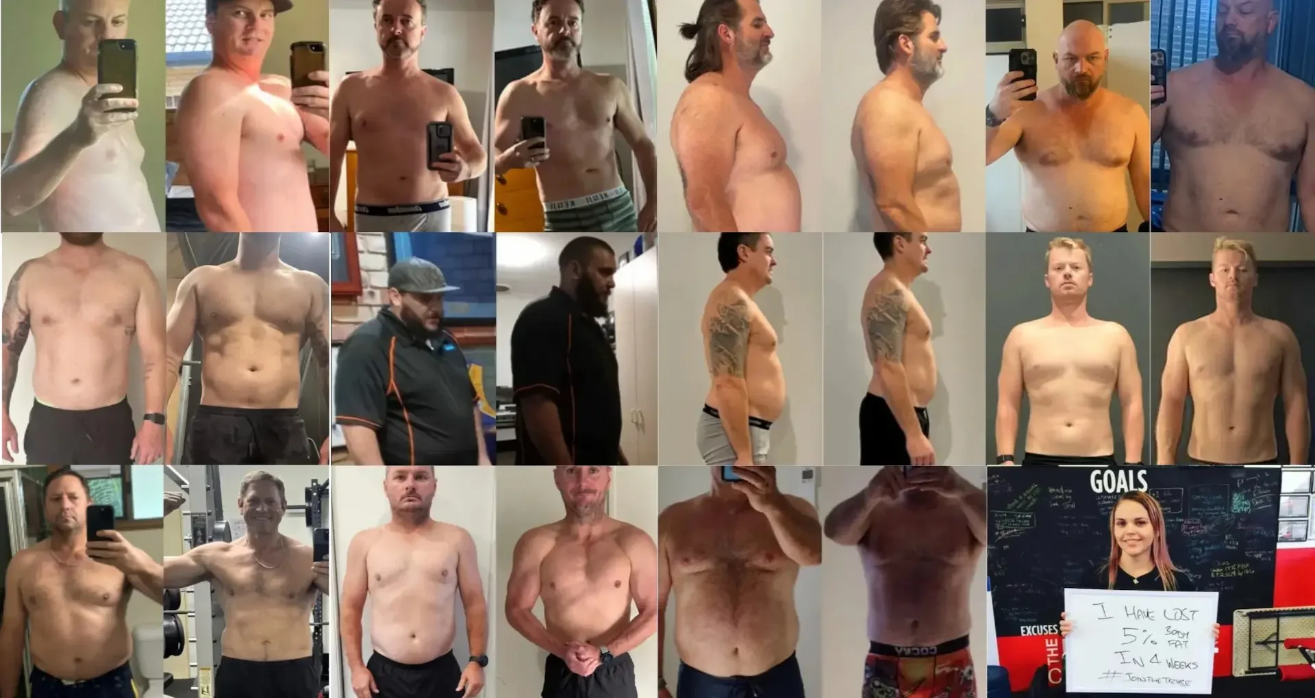 Client body transformations before and after results - Perth personal trainer Coach Ryan